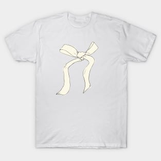 Beige cream bow over black background T-Shirt